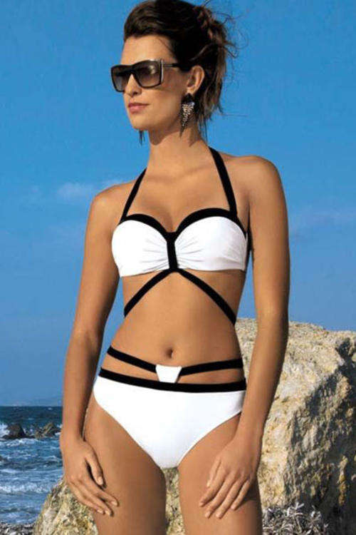 STUNNING BLACK AND WHITE STRAPPY DETAIL BIKINI (SMALL TO PLUS SIZE)