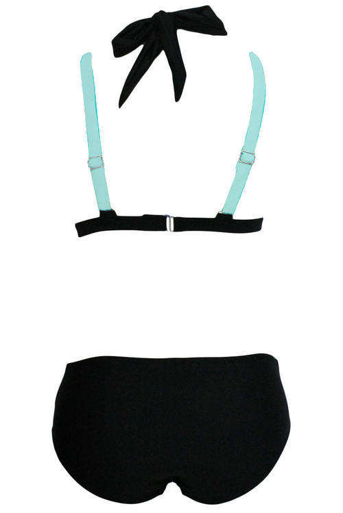 TRENDY CONTRAST COLOUR CROSS OVER STYLE BIKINI (SMALL TO PLUS SIZE)