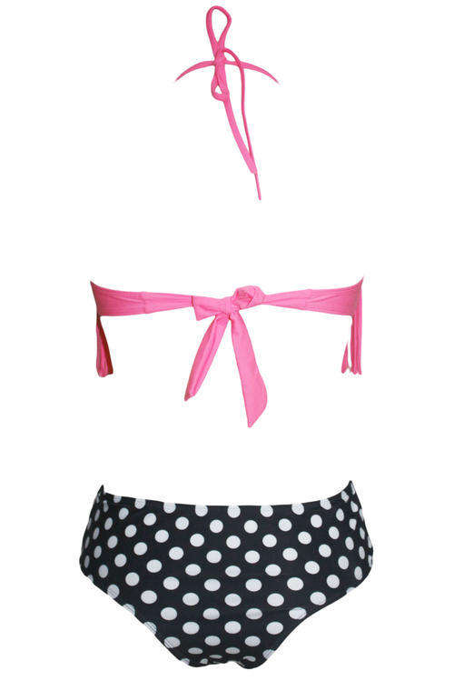 PRETTY PINK TASSEL AND POLKA DOT DETAIL BIKINI (SMALL TO PLUS SIZE)