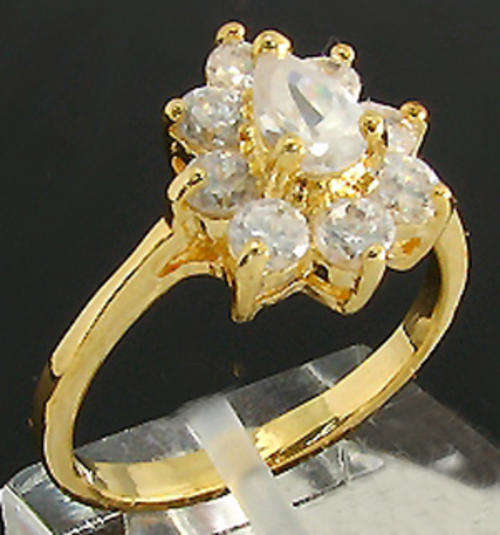 Pear Cut Simulated Diamond 18K Yellow Gold Plated Ring