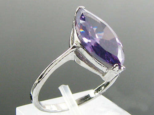 Simulated Amethyst 18K White Gold Plated Ring
