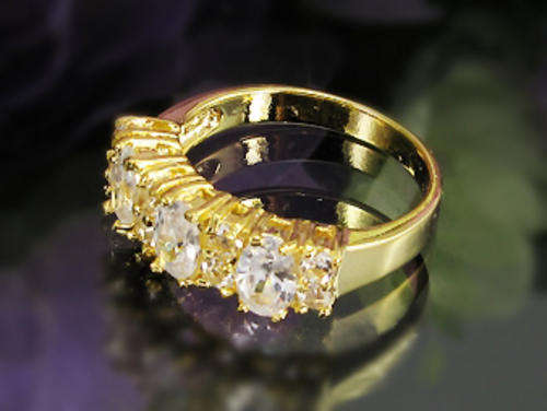 Simulated Diamond 18K Yellow Gold Plated Ring