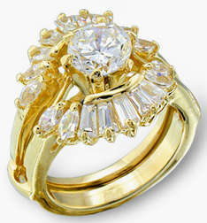 Simulated Diamond 18K Yellow Gold Plated Wedding Ring Set - NO COMBINED POSTAGE