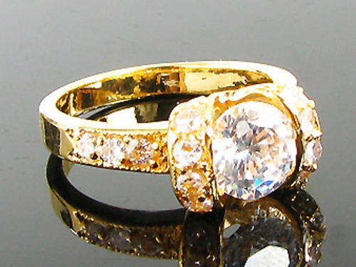 Simulated Diamond 18K Yellow Gold Plated Ring