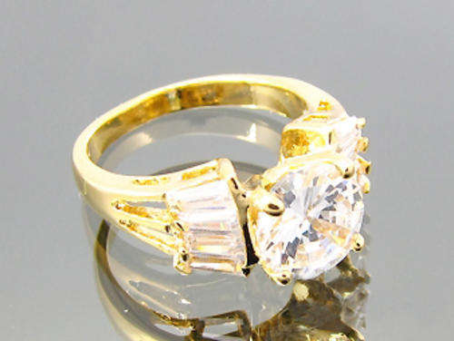Simulated Diamond 18K Yellow Gold Plated Ring - NO COMBINED POSTAGE