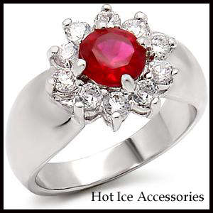 Simulated Ruby 18K White Gold Plated Ring - NO COMBINED POSTAGE