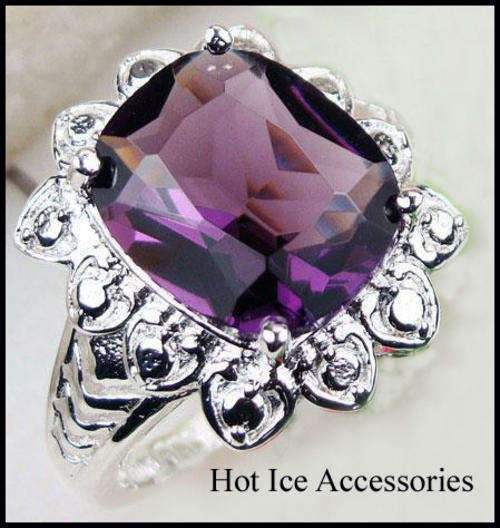 STERLING SILVER AMETHYST GEMSTONE RING - NO COMBINED POSTAGE