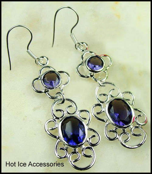 GENUINE STERLING SILVER AMETHYST GEMSTONE EARRINGS - NO COMBINED POSTAGE