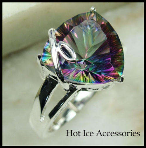 STERLING SILVER MYSTIC TOPAZ GEMSTONE RING - NO COMBINED POSTAGE