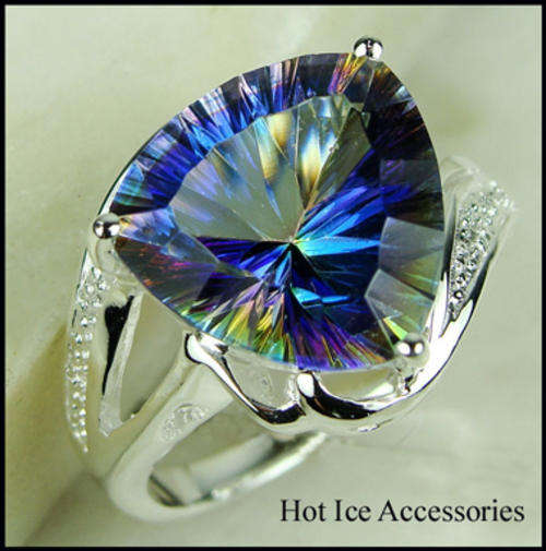 STERLING SILVER MYSTIC TOPAZ GEMSTONE RING - NO COMBINED POSTAGE