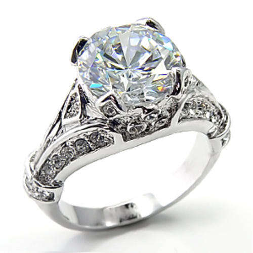 **INTERNATIONAL POSTAGE**  SIMULATED DIAMOND 18K WHITE GOLD PLATED RING