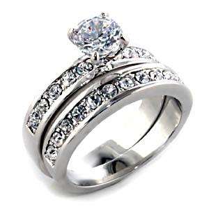 **INTERNATIONAL POSTAGE** SIMULATED DIAMOND 18K WHITE GOLD PLATED WEDDING RING SET