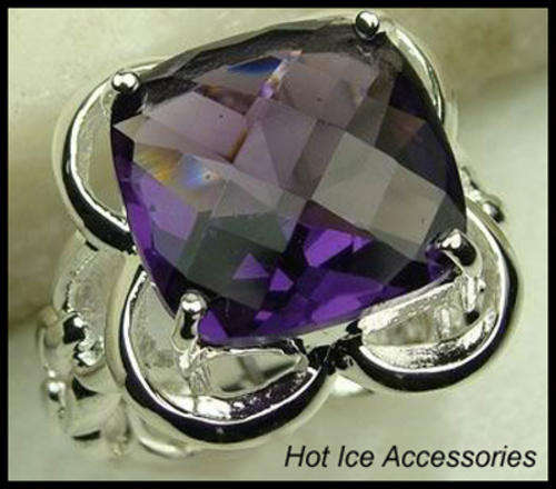 **INTERNATIONAL POSTAGE** STERLING SILVER SIMULATED AMETHYST RING*NO COMBINED POSTAGE