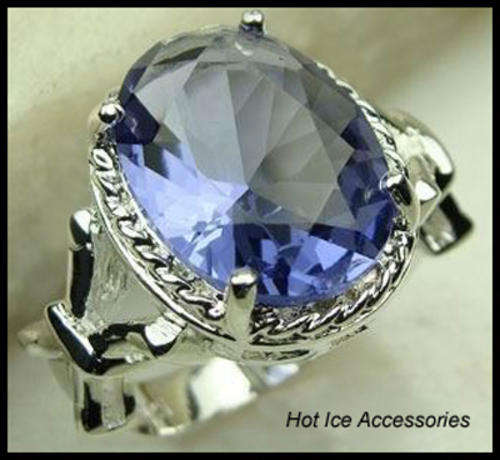 **INTERNATIONAL SHIPPING** STERLING SILVER HALLMARKED SIMULATED LIGHT AMETHYST RING