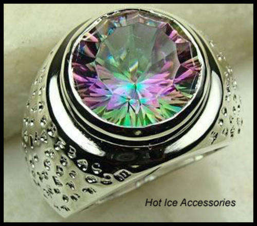 **INTERNATIONAL SHIPPING** STERLING SILVER SIMULATED MYSTIC TOPAZ RING