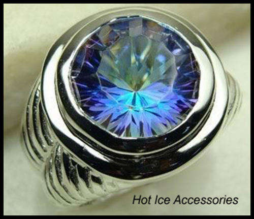 **INTERNATIONAL SHIPPING** STERLING SILVER SIMULATED MYSTIC TOPAZ RING