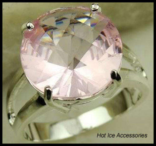**INTERNATIONAL SHIPPING** STERLING SILVER HALLMARKED SIMULATED PINK TOPAZ RING