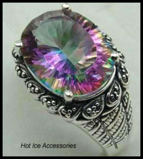 **INTERNATIONAL SHIPPING** STERLING SILVER SIMULATED MYSTIC TOPAZ RING** NO COMBINED SHIPPING