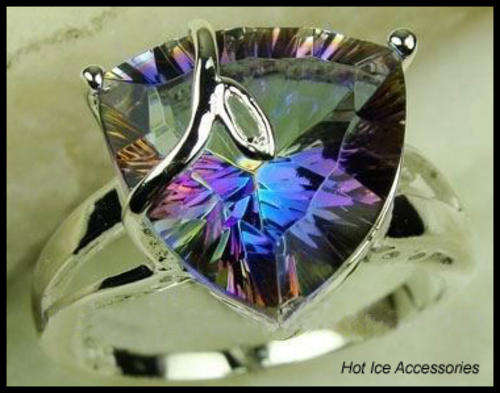**INTERNATIONAL SHIPPING** STERLING SILVER SIMULATED MYSTIC TOPAZ RING**NO COMBINED POSTAGE