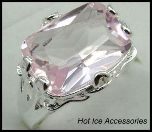 **INTERNATIONAL SHIPPING** STERLING SILVER HALLMARKED SIMULATED PINK TOPAZ RING*NO COMBINED SHIPPING