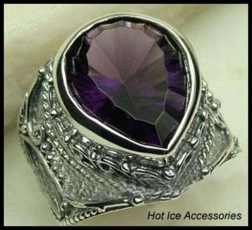 **INTERNATIONAL POSTAGE** STERLING SILVER SIMULATED AMETHYST RING*NO COMBINED POSTAGE