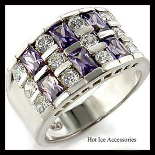 **INTERNATIONAL SHIPPING** 18K WHITE GOLD PLATED SIMULATED AMETHYST RING*NO COMBINED SHIPPING