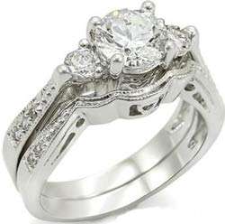 **INTERNATIONAL POSTAGE** SIMULATED DIAMOND 18K WHITE GOLD PLATED WEDDING RING SET