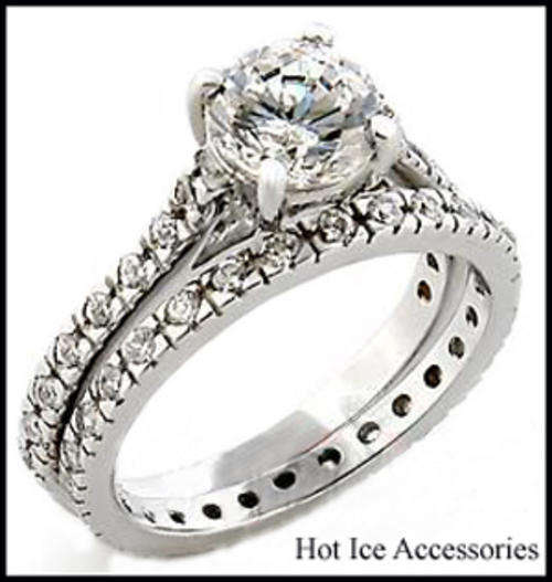 **INTERNATIONAL POSTAGE** SIMULATED DIAMOND 18K WHITE GOLD PLATED WEDDING RING SET