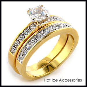 **INTERNATIONAL POSTAGE** SIMULATED DIAMOND 18K GOLD PLATED WEDDING RING** NO COMBINED POSTAGE