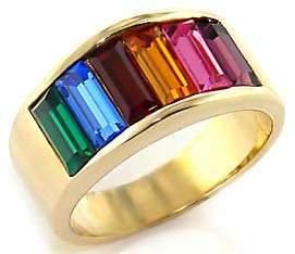 **INTERNATIONAL POSTAGE** 18K GOLD PLATED MULTI COLOURED RING