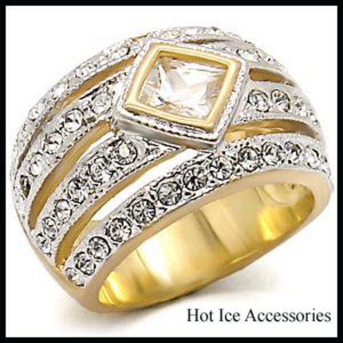 **INTERNATIONAL SHIPPING** 18K YELLOW GOLD PLATED SIMULATED DIAMOND RING*NO COMBINED SHIPPING