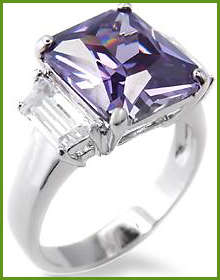 **INTERNATIONAL POSTAGE** 18K WHITE GOLD PLATED SIMULATED AMETHYST RING