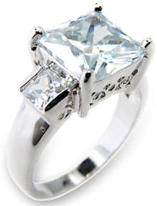 **INTERNATIONAL POSTAGE** 18K WHITE GOLD PLATED SIMULATED DIAMOND RING