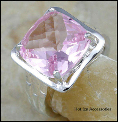 **INTERNATIONAL SHIPPING** STERLING SILVER HALLMARKED SIMULATED PINK TOPAZ RING*NO COMBINED POSTAGE