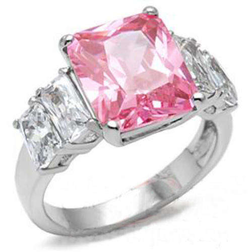 **INTERNATIONAL POSTAGE** 18K WHITE GOLD PLATED SIMULATED PINK TOPAZ RING