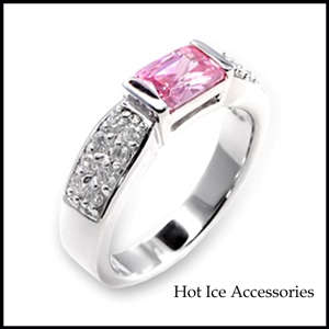 **INTERNATIONAL POSTAGE** 18K WHITE GOLD PLATED SIMULATED PINK TOPAZ RING