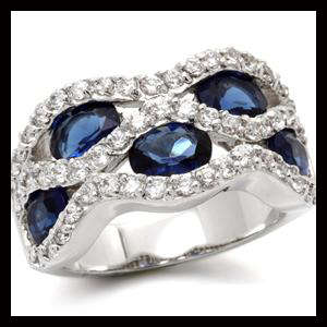 **INTERNATIONAL POSTAGE** 18K WHITE GOLD PLATED SIMULATED SAPPHIRE RING
