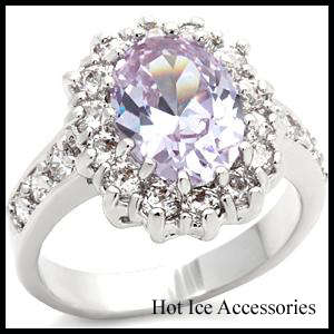 **INTERNATIONAL POSTAGE** 18K WHITE GOLD PLATED SIMULATED AMETHYST RING