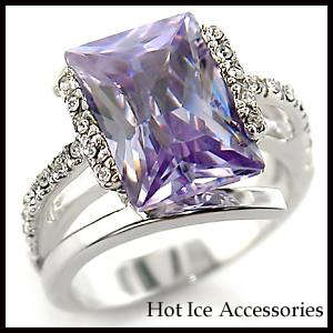 **INTERNATIONAL POSTAGE** 18K WHITE GOLD PLATED SIMULATED AMETHYST RING