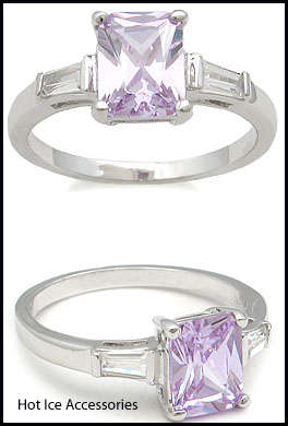 **INTERNATIONAL POSTAGE** 18K WHITE GOLD PLATED SIMULATED AMETHYST RING