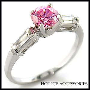 **INTERNATIONAL POSTAGE** 18K WHITE GOLD PLATED SIMULATED PINK TOPAZ RING