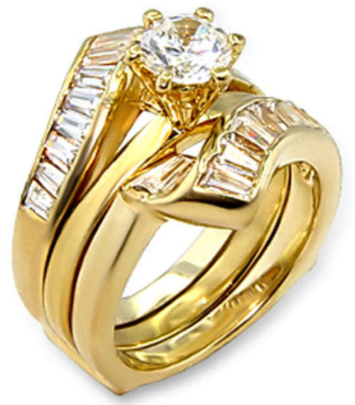 **INTERNATIONAL POSTAGE** SIMULATED DIAMOND 18K GOLD PLATED WEDDING RING** NO COMBINED POSTAGE