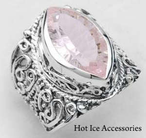 **INTERNATIONAL POSTAGE** HALLMARKED 925 STERLING SILVER SIMULATED PINK TOPAZ RING