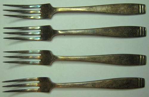 4 Silver plated forks with a beautiful patina