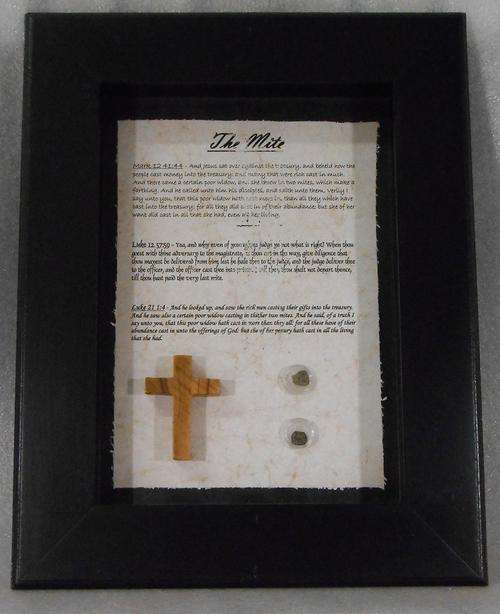FRAMED ancient Jewish coins, "Widow Mite" bronze prutah over 2000 years old