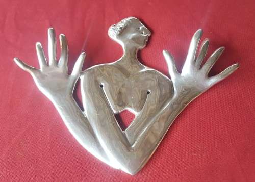 CARROL BOYES KEY HOLDER, PEWTER, WOMAN