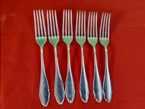 WMF CUTLERY: SET OF SIX SILVER PLATED DINNER FORKS