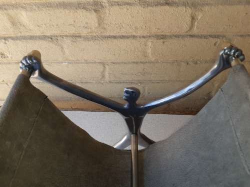 CARROLL BOYES:  GORGEOUS MAN DESIGN AND GRAY LEATHER MAGAZINE STAND IN GREAT CONDITION