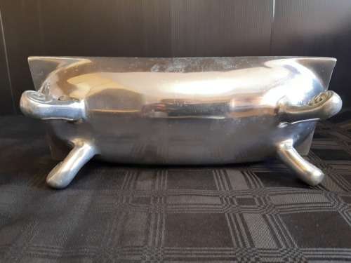 BEAUTIFUL ELONGATED SILVER METAL BOWL IN THE STYLE OF CARROL BOYES