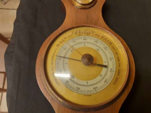 VINTAGE MADE IN WEST GERMANY BAROMETER, HYGROMETER  AND THERMOMETER, MOUNTED ON WOOD